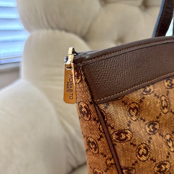 VTG Auth.MORABITO PARIS Monogram Coated Canvas Convertible Satchel Shoulder Bag - Picture 4 of 9
